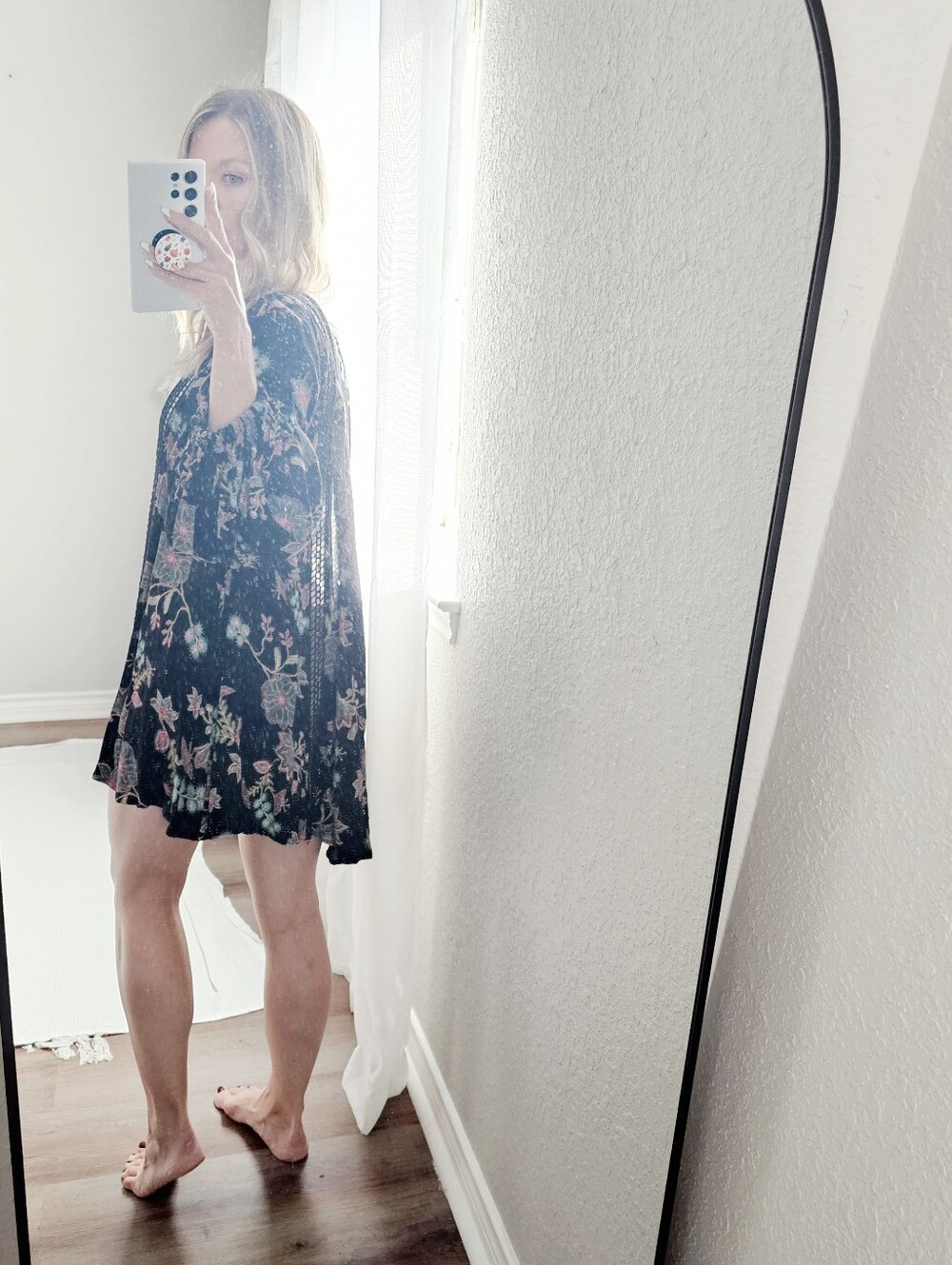 Free People Just The Two Of Us Top Tunic Dress Black Floral Botanical Women XS - Picture 13 of 16